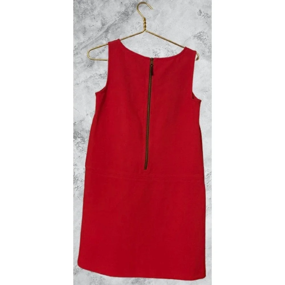 Ann Taylor LOFT Womens Red Sleeveless Drop Waist Shift Dress Size 6 Pocket Zip - Picture 2 of 5